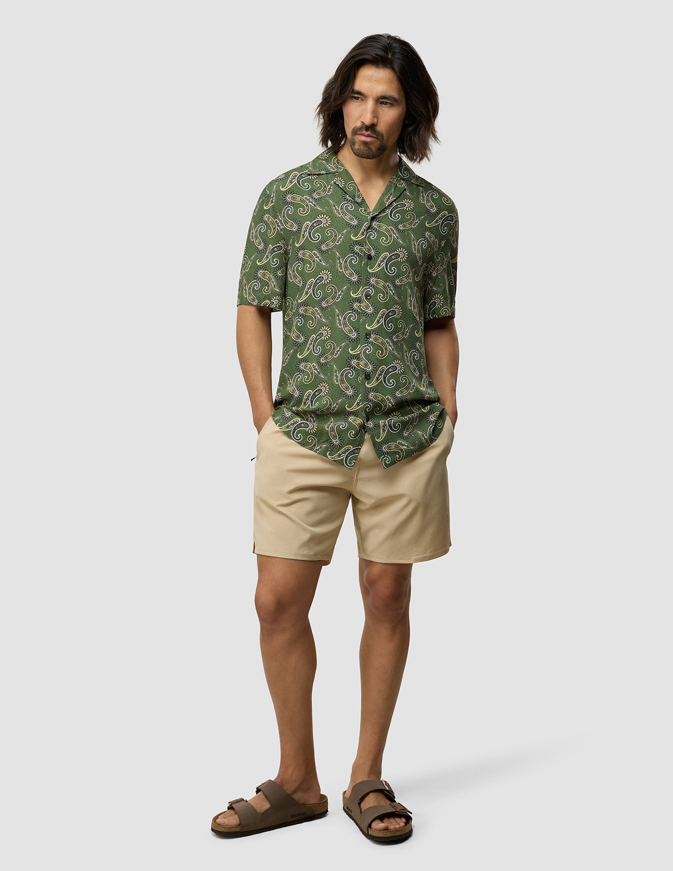 Breeze Bowling Short Sleeve Shirt Green Paisley
